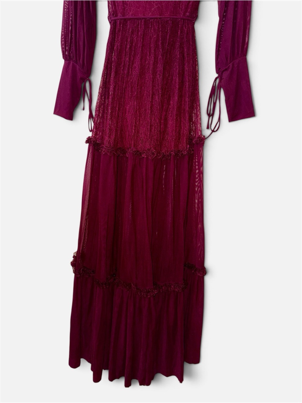 BlackMilk Burgundy Lace Maxi Dress Midnight Ritual Sheer Mesh Long Sleeve M NWOT - Picture 5 of 12